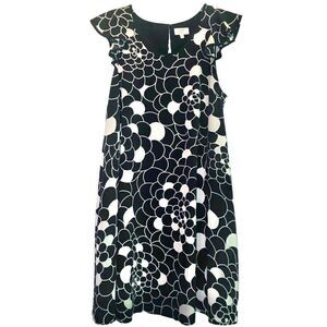 Crown & Ivy Floral A-Line Mini Dress with Flutter Sleeve in Navy/White Women’s S